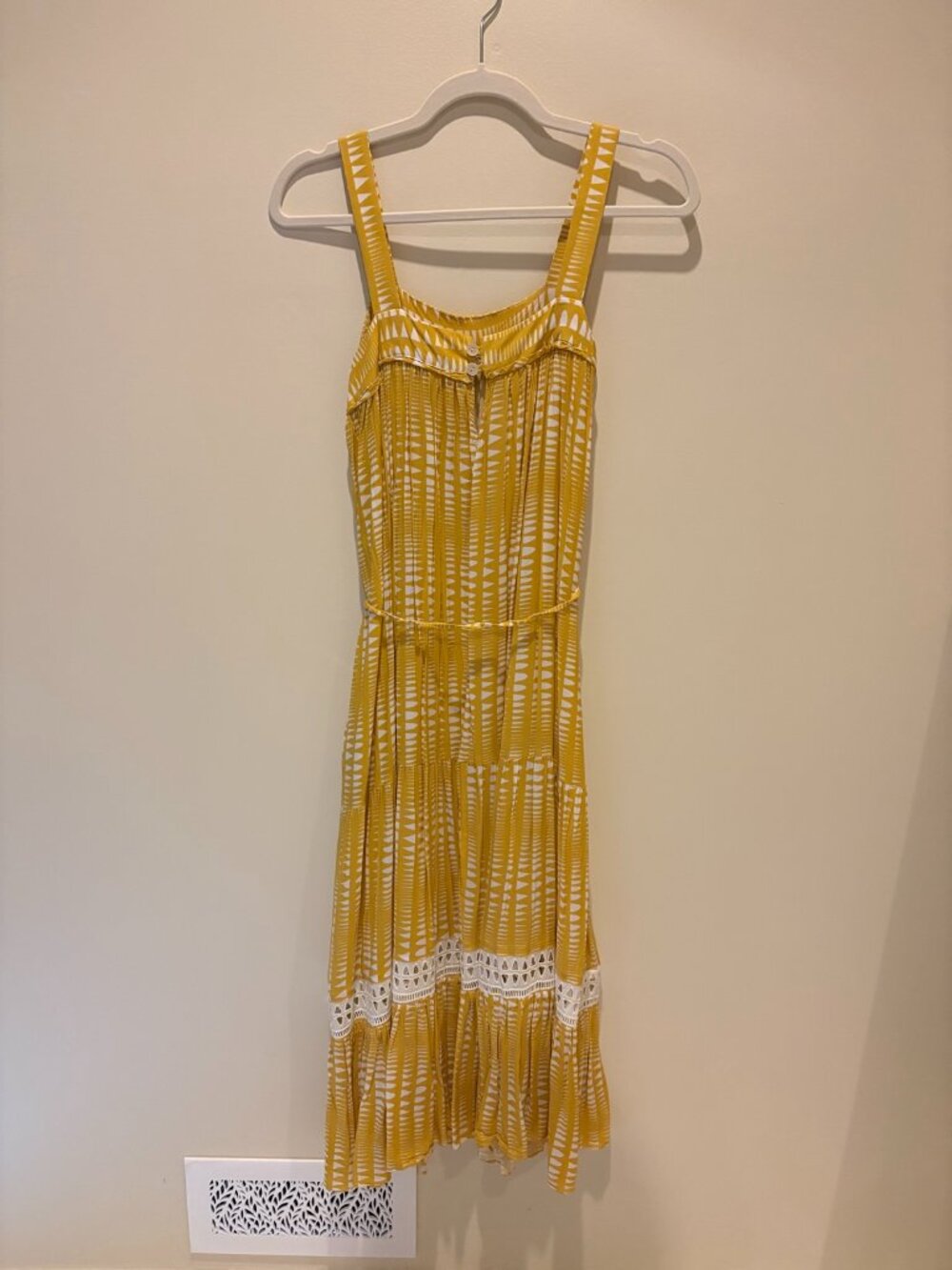 lemlem by Liya Kebede yellow tribal print tiered maxi dress - size XS